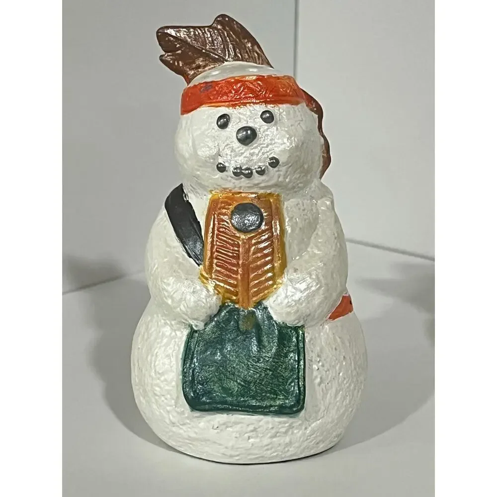Vtg Western‎ Snowman Salt Pepper Shaker Set Hand Painted Christmas Holiday Decor